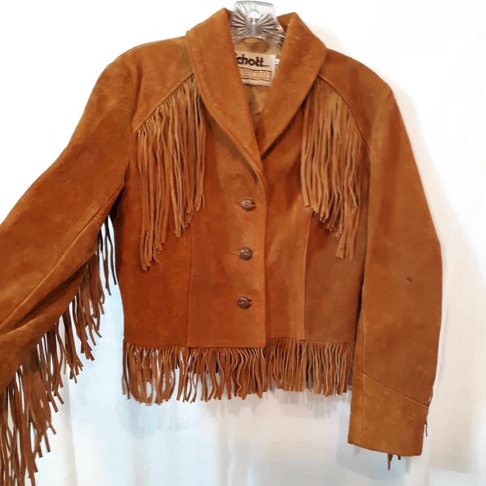 Vintage Schott NYC Western Fringe Suede Coat - Picture 4 of 9